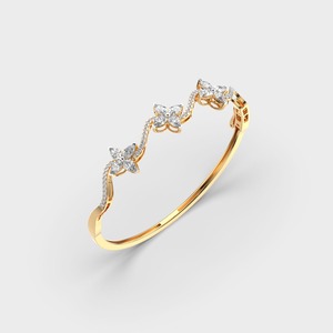 Bracelet en diamant de laboratoire de taille poire certifié IGI, motif vague florale, en or jaune/blanc/rose 18 carats - Product Image 2