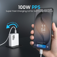 Chargeur rapide Gan 100W Type C PD QC PPS Adaptateur de chargeur USB Chargeur mural portable pour téléphone portable 100W pour Samsung iPhone Ordinateur portable
