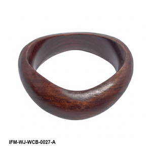 Natural Handcrafted Wooden <b>Bangle</b> <b>Bracelet</b> Dark Rosewood Curved Wave Design Chunky Organic Wood Wristband for Women - Product Image 2