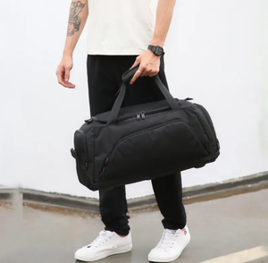 กระเป๋ายิมสีดำกันน้ำกระเป๋าพรีเมี่ยมสำหรับผู้ชายกระเป๋าเดินทางโลโก้แบบออกแบบได้ตามต้องการ - Product Image 5