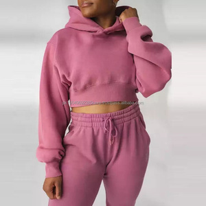 Conjunto de Sudadera con Capucha Corta y Pantalones de Felpa Personalizados para Mujer, Tallas Grandes - Product Image 5