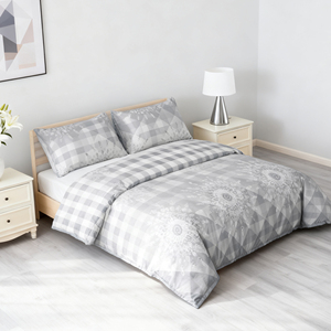 Set Copripiumino con Cerniera in 100% Poliestere, Motivo Geometrico Moderno, con Federe, Morbido e Traspirante per un Sonno Confortevole - Product Image 3