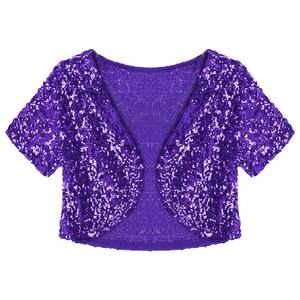 Women Sequin <b>Jacket</b> Sparkly Glitter Shiny Blazer Party Coat Fashionable Outerwear Stylish Evening Clubwear Trendy Tops - Product Image 3