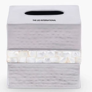 Porte-boîte à mouchoirs en métal de comptoir de salle de bain moderne boîte à mouchoirs en aluminium de la plus haute qualité avec branche de fleur finition dorée - Product Image 5