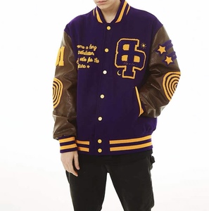 Chaqueta de invierno informal con capucha y cremallera para hombre personalizada, Mangas de cuero de tela de lona de lana transpirable con parches de chenilla con letras - Product Image 3