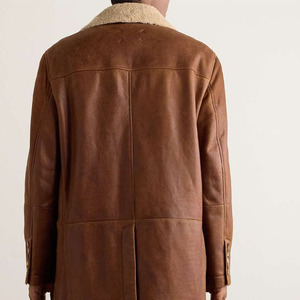 Style Bomber en cuir de mouton et fourrure Veste en cuir de mouton à double boutonnage Vente à chaud Nouvelle arrivée Veste en peau de mouton pour hommes en - Product Image 3