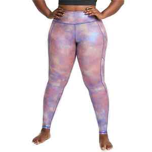 Nuevos Leggings Deportivos de Cintura Alta para Mujer, Talla Grande, al por Mayor, Color Rosa Brillante, Transpirables, Sublimados, con Bolsillos - Product Image 1