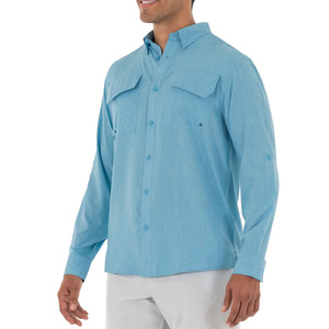 Camisetas de gimnasio OEM de alta calidad para hombre, camisas informales con logotipo personalizado, camiseta de pesca de popelina anticontracción, servicio al por mayor teñido liso - Product Image 6