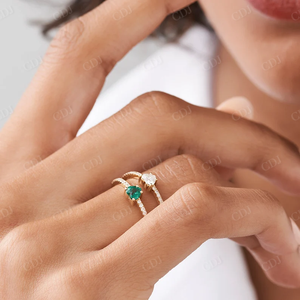 Anillo de compromiso solitario de oro amarillo de 14 quilates de lujo en forma de corazón con acentos laterales de diamantes de laboratorio de moda personalizados joyería al por mayor - Product Image 6