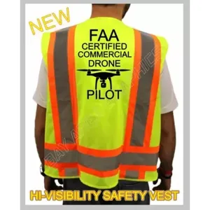 Chaleco amarillo de seguridad de alta visibilidad de piloto certificado con texto de logotipo negro para ropa de seguridad de piloto de drones - Product Image 1