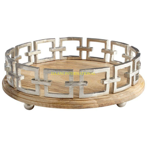 Bandeja de madera para servir con asas de cangrejo plateado Plato temático náutico costero rectangular para mariscos, aperitivos, bebidas y comedor - Product Image 5