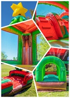 Château gonflable commercial Super Castle en PVC de 0,55 mm avec toboggan 8x5m, certifié CE, installation facile avec souffleur