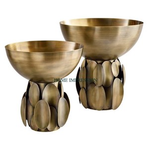 Metal Fruit Bowl Brass Antique Finishing With Unique Design Base Latest Arrival Food Serving Bowl Round Shape Serving Bowl - Product Image 1
