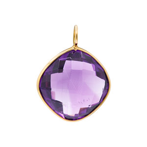 Coussin pendentif en plaqué or jaune 9 carats fait à la main Améthyste taillée dans un style vintage, cadeau de Noël certifié GIA pour filles - Product Image 1