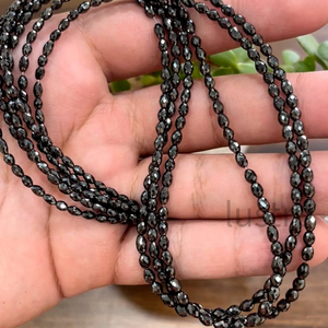 สร้อยคอเม็ดเพชรดำธรรมชาติ 4 มม. เจียระไนทรงเหลี่ยม 15 นิ้ว อัญมณีแท้ ขายส่งจำนวนมาก - Product Image 1