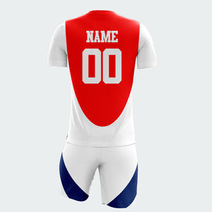 Venta al por mayor de alta calidad transpirable uniforme de fútbol de secado rápido clásico Retro fútbol Jersey y pantalones cortos Set para Unisex - Product Image 4