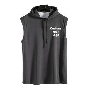 Débardeur respirant imprimé en 3D personnalisé Débardeur à capuche en coton biologique pour hommes Summer Gym Running Singlets - Product Image 1