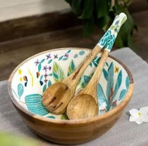 Tazón de Madera de Acacia con Acabado Esmaltado para Servir Alimentos, Uso en Cocina, Servidor de Frutas, Tazón para Servir Postres en Hoteles y Fiestas - Product Image 5