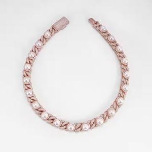 Moissanite Prong Miami Collar de cadena de eslabones Dos tonos 14K Oro amarillo Vermeil sobre sólido 925 Probador de diamantes de plata - Product Image 3