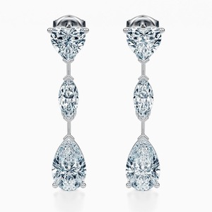 ต่างหูเพชรหยดทองคําขาว 14k จากห้องปฏิบัติการเป็นมิตรกับสิ่งแวดล้อมโดยมนุษย์ผลิตไม่ผ่านการรับรองด้วยสี VS ความชัดเจน F โดยตรงจากอินเดีย - Product Image 4