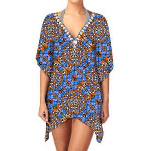 Kimono une pièce ethnique élégant pour femmes meilleure qualité Georgette léger col en V décontracté Kimono imprimé numérique - Product Image 1