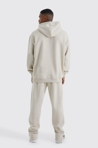 OEM personnalisé hommes hiver coton surdimensionné anti-rides à capuche et épaule tombante pantalon costume-blanc Streetwear pantalons de survêtement à capuche ensemble - Product Image 3