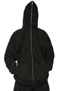 Bulk Wholesale Custom Logo Street Wear Breathable Printing <b>Thick</b> Zip up <b>Fleece</b> Men Black Hoodies - Product Image 4