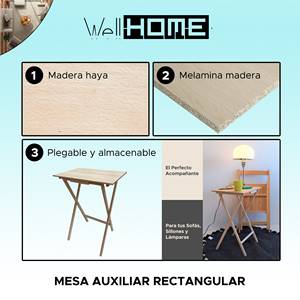 WELL HOME Tavolo Consolle 48x35x64 cm, Tavolino Ausiliario Flessibile in Legno di Faggio e Melamina - Product Image 2