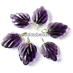 6 feuilles de verre en épingle à tête vintage encastrées sur fil souple, jaune et orange, perles de verre vénitien au chalumeau dans des breloques en verre fantaisie - Product Image 6