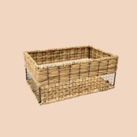 Matériel de paille d'herbe de mer panier de rangement d'herbe de mer tissé à la main de haute qualité porte-vin de table panier de fleurs en rotin