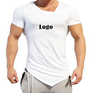 Camisetas atléticas de alta calidad, lisas, transpirables, ajustadas, de secado rápido, 100% de algodón para hombre, camisetas de manga corta impresas OEM - Product Image 5