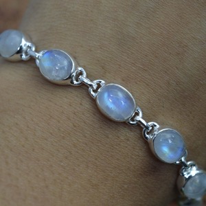 925 Sterling <b>Silver</b> Tennis Bracelet <b>Women</b> Moonstone Gemstone Trendy Handmade Gift - Product Image 2