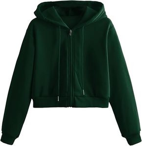 Sudadera con capucha corta cálida de invierno para mujer, Sudadera con capucha de manga larga con cremallera completa, Tops cortos informales de peso pesado para sudaderas con capucha de moda para mujer - Product Image 6