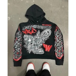 Harajuku Retro Pullover Personalized Pattern Printed Hoodie <b>Black</b> <b>Man</b> Hoodi Oversize Sweatshirt Casual Top Ins Street Wear - Product Image 4