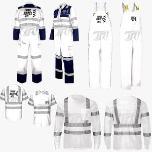 Ensemble de vêtements de travail de sécurité réfléchissants personnalisables OEM Chemise boutonnée à bavette en polyester imperméable Supports ras du cou Logo personnalisé pour B2B - Product Image 1