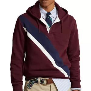 Sudaderas con capucha de diseño Premium para hombre abotonadas para Polo Top básico con capucha de color vino Streetwear algodón mezclado para invierno Digital - Product Image 2
