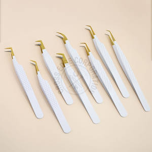Nouvelle pince à épiler blanche pour extension de cils 45 volume de botte courbe classique marque privée 90 degrés forme fibre pointe pince à épiler mince - Product Image 2