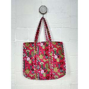 Bolsa de Mano Grande Reversible Acolchada de Terciopelo y Algodón, Estilo Boho, Ecológica, Resistente, para Compras, Playa y Fines de Semana, Color Ocre - Product Image 3