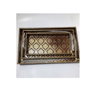 Plateaux de service en bois MDF Offres Spéciales pour la maison hôtel à bas prix plateau en MDF de conception imprimée en zigzag de haute qualité pour la cuisine et la table - Product Image 3