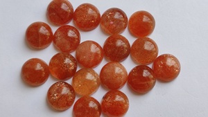 Cabochon de pierre de soleil naturelle de 10mm Lot de pierres précieuses de quartz rondes en pierre naturelle flashy de couleur orange de la série Sunstone - Product Image 4