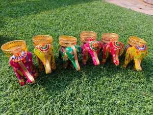 Titulaire Diya éléphant rajasthani parfait pour la culture indienne décor festif pièce maîtresse (bougies non incluses) TeaLight traditionnel - Product Image 2