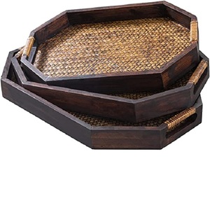 ถาดเสิร์ฟอาหารกาแฟทำจากไม้สีน้ำตาล,ถาดด้านบนโต๊ะรับประทานอาหารสำหรับบ้านสำนักงานงานแต่งงานถาดเสิร์ฟอาหาร - Product Image 2