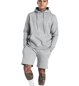 Unisex 100% algodón Heavyweight Jogger sudadera pantalones cortos Conjunto 2 Pc hombres entrenamiento Sudadera con capucha patrón impreso primavera dos piezas prendas de vestir exteriores - Product Image 1