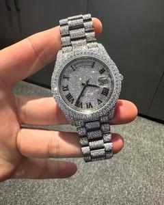 VVS Moissanite Iced Out Quartz <b>Watch</b> for <b>Men</b> Luxury Diamond Wristwatch with Yellow Gold Diamond Bust Down Hip Hop Jewelry - Product Image 1