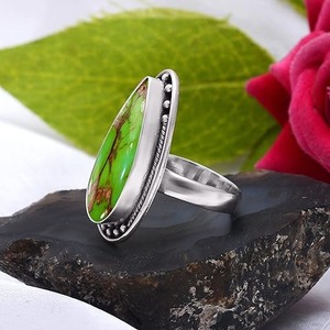 Green Copper <b>Turquoise</b> <b>Rings</b> for Women 925 Sterling Silver <b>Rings</b> Green Copper <b>Turquoise</b> Jewelry <b>Turquoise</b> Handmade <b>Rings</b> Jewelry - Product Image 2
