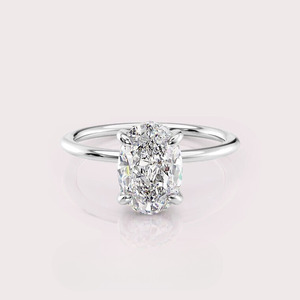 IGI Certified Oval Cut Lab Grown Diamond Engagement <b>Ring</b> Hidden Halo 9K White / Rose & Yellow Gold Bridal <b>Ring</b> - Product Image 5