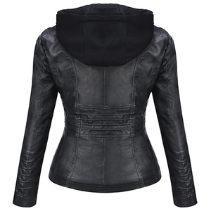 Vêtement de mode pour femmes, tenue tendance, veste de moto en peau de mouton véritable, réversible, nouvelle, coupe-vent, col boutonné, imperméable - Product Image 3