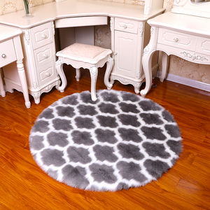 Alfombra Redonda de Felpa Suave Personalizada de 5-6 mm, Alfombra de Lana de Seda con Patrón Geométrico para Decoración Moderna del Hogar - Sala de Estar, Dormitorio - Product Image 1