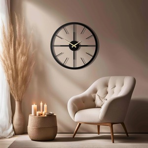 Elegante Reloj de pared redondo de metal negro con diseño atemporal simple perfecto para agregar encanto elegante a la pared del hogar y el interior de la Oficina - Product Image 5