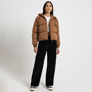 เสื้อแจ็กเก็ตขนเป็ดฤดูหนาวของผู้หญิงผ้าไนลอนยาวมีฮู้ดระบายอากาศได้ดีมีโลโก้ตามสั่ง2022 - Product Image 2